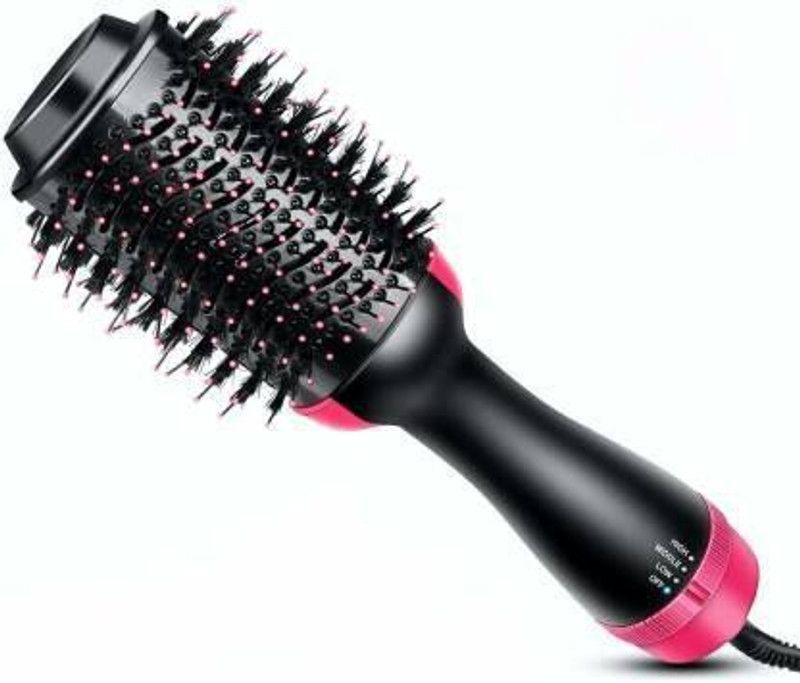 V S Enterprise Salon Electric Blow Hair Curler Dryer and Styler Comb Oval Hot Air Brush Straightener Volumizer with Ionic Technology for Women VS_One_Step Hair Straightener Brush  (Black)