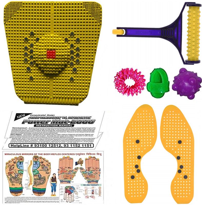 Prahasini AMK4-Y5 Acupressure Health Magnetic Power Mat Kit useful for Pain Blood Pressure Migraine Depression Regulation Sleep Improvement Mind Alertness and Shoe Sole Massager  (Multicolor)