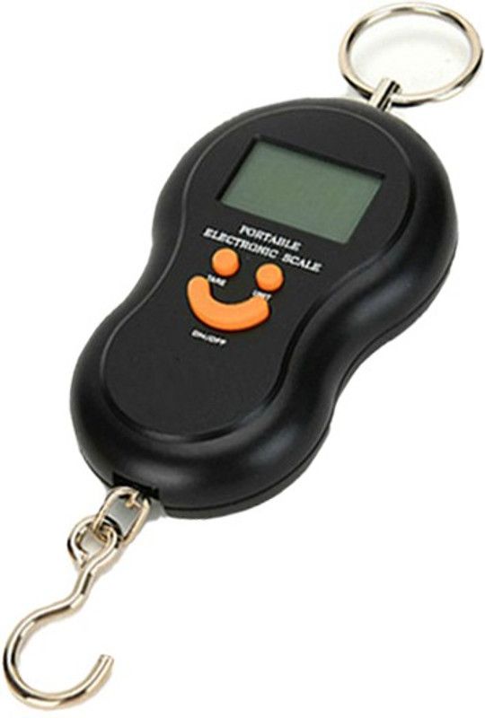Qozent Electronic Weight Machine- 50 Kg Digital LCD Display Pocket Portable Hanging Kitchen Weight With Hook Type Cylinder Fishing Portable Weight Scale Taraju Tarazu Kata L/34/AQA Luggage Weighing Scale  (Black)