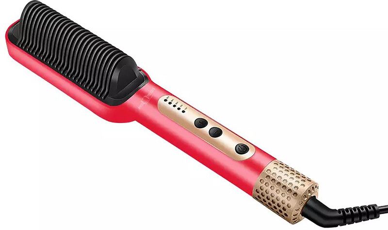 Make Ur Wish Professional Straightening Comb with 5 Temp Setting Ceramic For Styling Hair Straightener Brush  (Red)