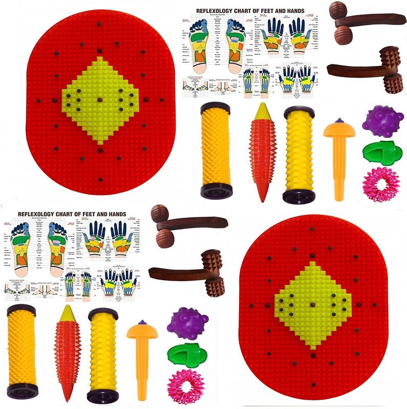 escor HEA-01-RED-BMPR-PACK-02 Acupressure Magnetic Pyramid Mat Kit for Total Health n Pain Relief Useful for Heel Knee Leg-Pain Sciatica Cramps Migraine Depression n Boost the Immune System Massager  (Multicolor)