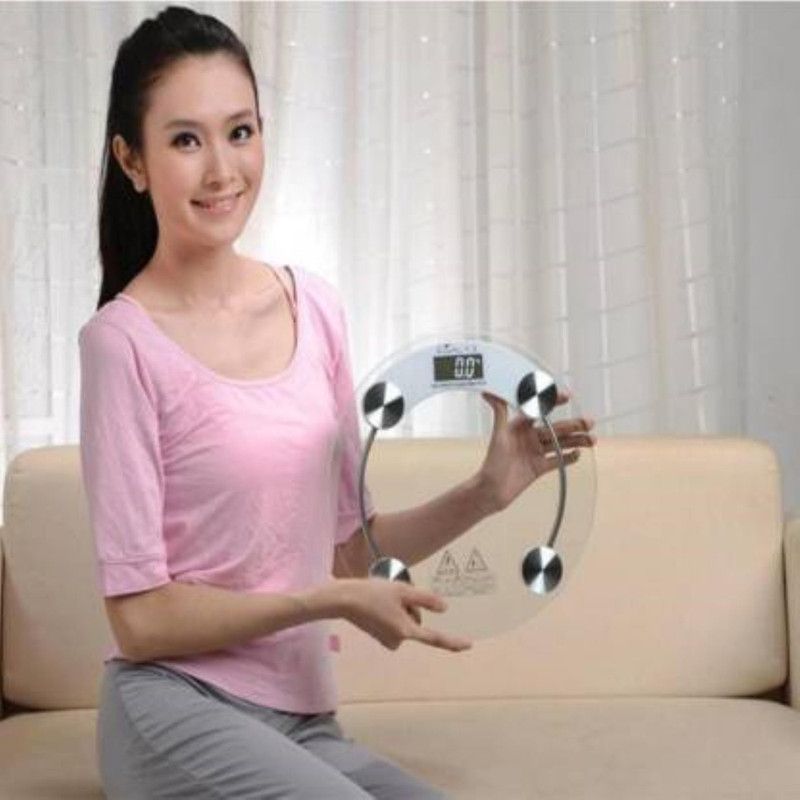 Majron Personal Human Body Weight Machine R2003A Transparent Round Glass Weighing Scale  (White)