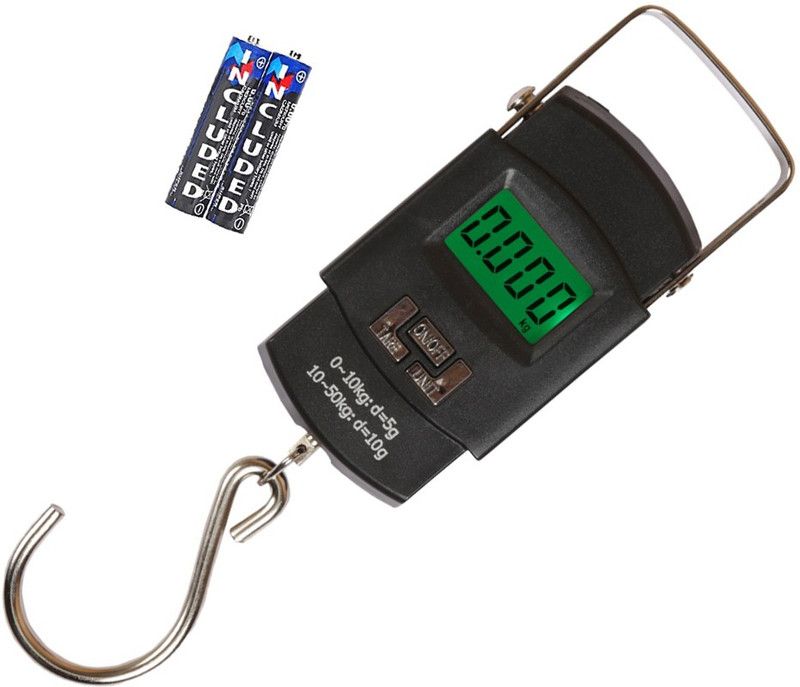Qozent 50kg New Classic Digital Heavy Duty Luggage Weigh MAchine Portable with LED display hook type Weighing Scale - with Batteries /182/AQo Weighing Scale  (Black)