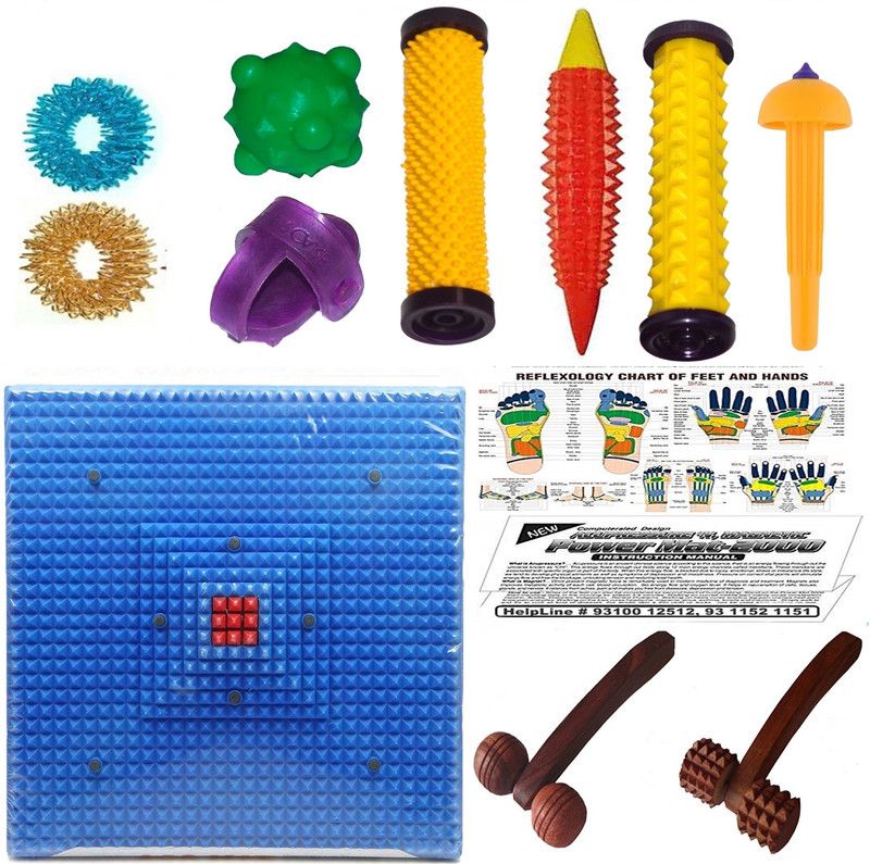 ACUPRESSURE HEALTH CARE SYSTEM ACU01BLU02 Energy Power Mat Kit with Pyramid Magnets for Pain Relief & Total Health Care Useful for Heel Knee Leg-Pain Sciatica Cramps Migraine Depression n Boost the Immune System ACU01BLU02 Massager  (Multicolor)