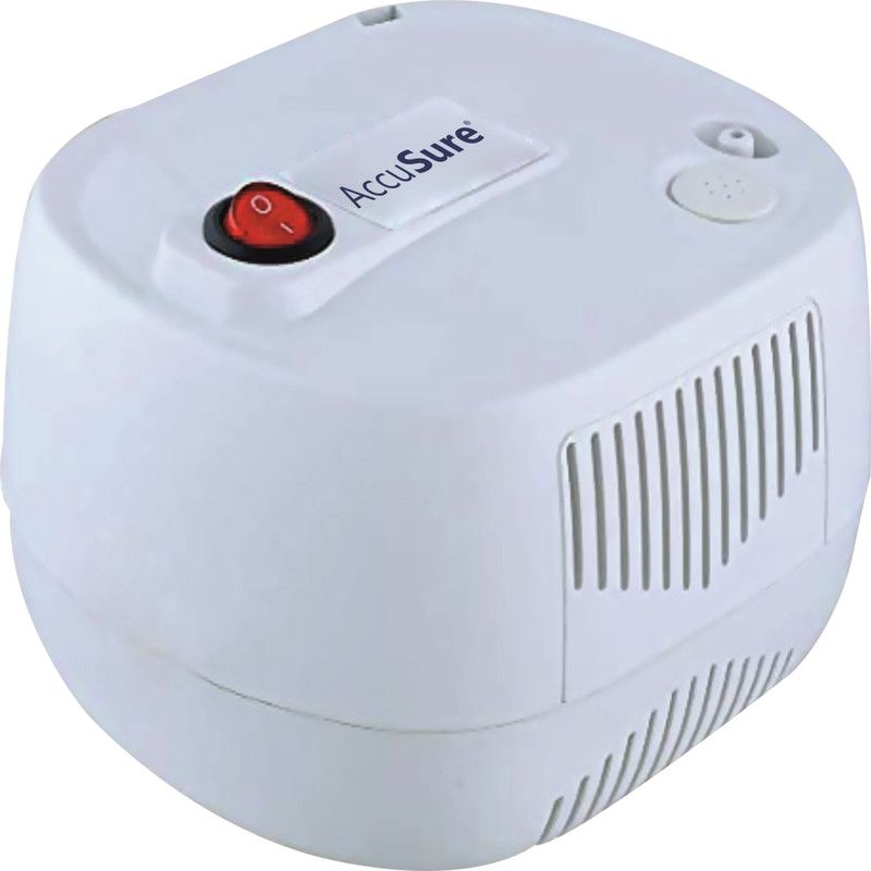 AccuSure Compressor Nebulization Machine with complete Kit (Adult & Child Mask) Compact Nebulizer  (White)