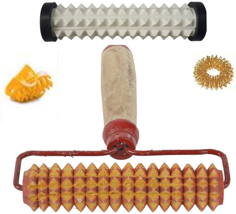 ACM A-216 2000 578 Wooden Roller Kit Foot Sujok Finger Rings Energy Roll Handle Energy Roll Handle Massager  (Multicolor)