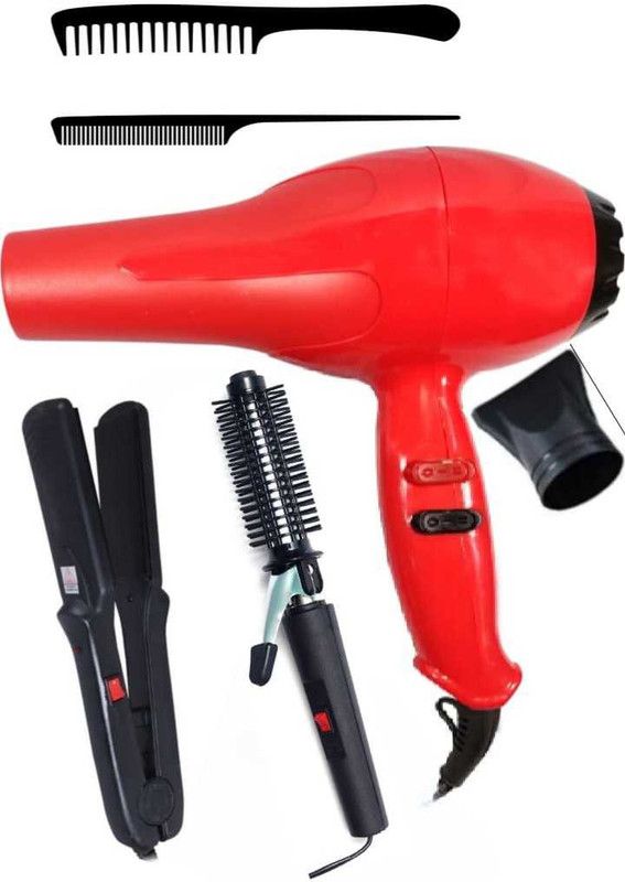 quktion 6130 hair dryer with 522straightener,471 hair curler and tailcomb (multicolour) Personal Care Appliance Combo  (Hair Dryer, Hair Straightener, Hair Curler)