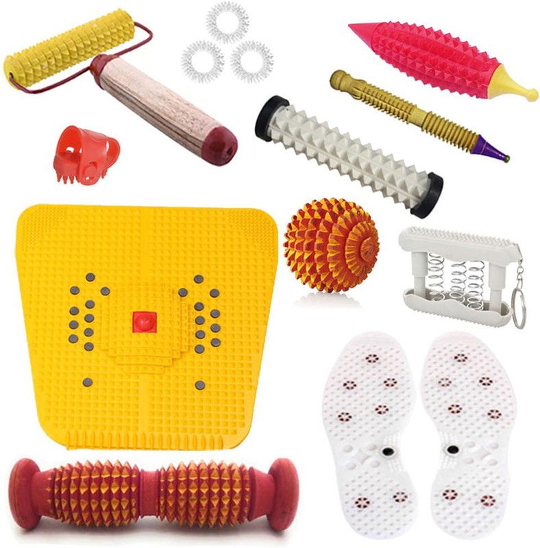 Accufit AG46 Acupressure Massager Tools Combo Kit with Multipurpose Roller Massager (Pyramidal cuts) + Bio-Magnetic Power Foot Mat (Magneto-Therapy) for Stress and Pain Relief Massager  (Multicolor)