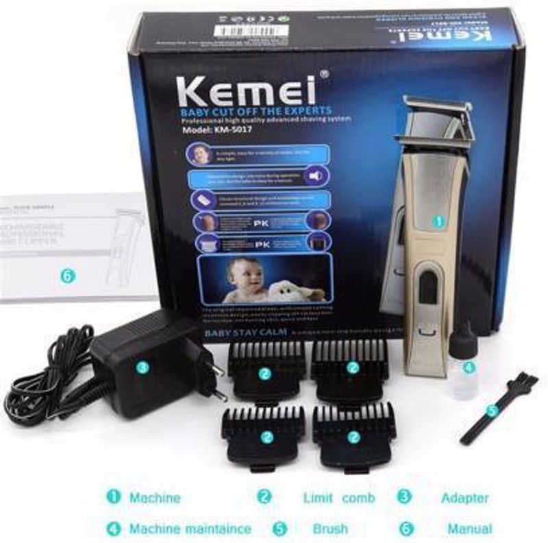 furiq KM-5017 Hair Trimmer Rechargeable Electric Hair Clipper Waterproof High Power for Men,Women,Baby Children Clipper Barber Razor Shaver For Men, Women  (Silver)