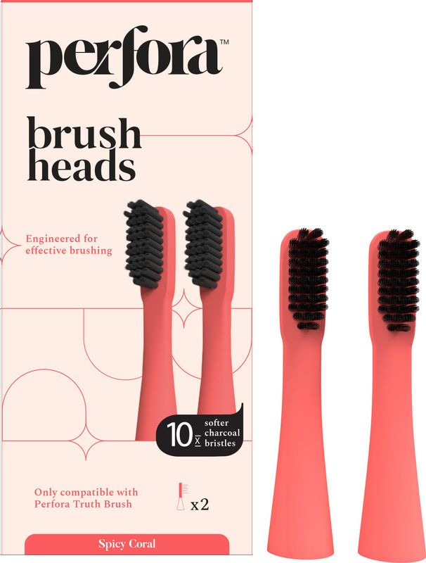 Perfora BrushHeads_Pack of 2 Electric Toothbrush  (Spicy Coral)