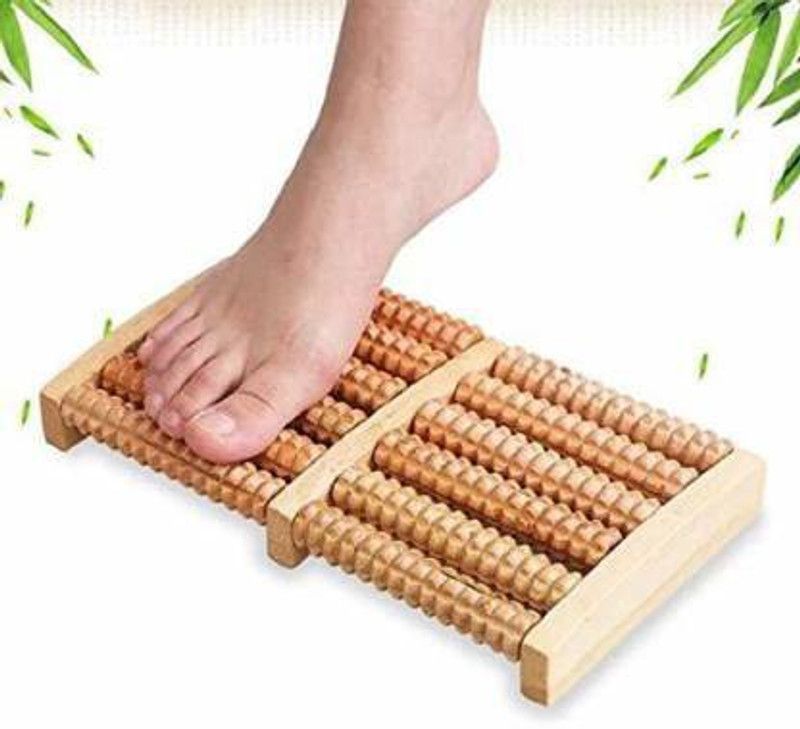 silverwyn Wooden Dual Foot Acupuncture Massager 10 Roller for Body Stress Pain Relief Wooden Dual Foot Acupuncture Massager 10 Roller for Body Stress Pain Relief Massager  (Yellow)