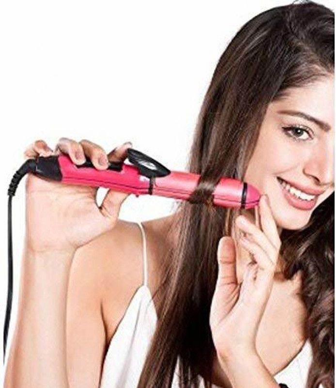 Firstchoice 2 in 1 Hair Straightener and curler Machine for women curl & straight Hair Iron 01 Hair Straightener  (Pink)