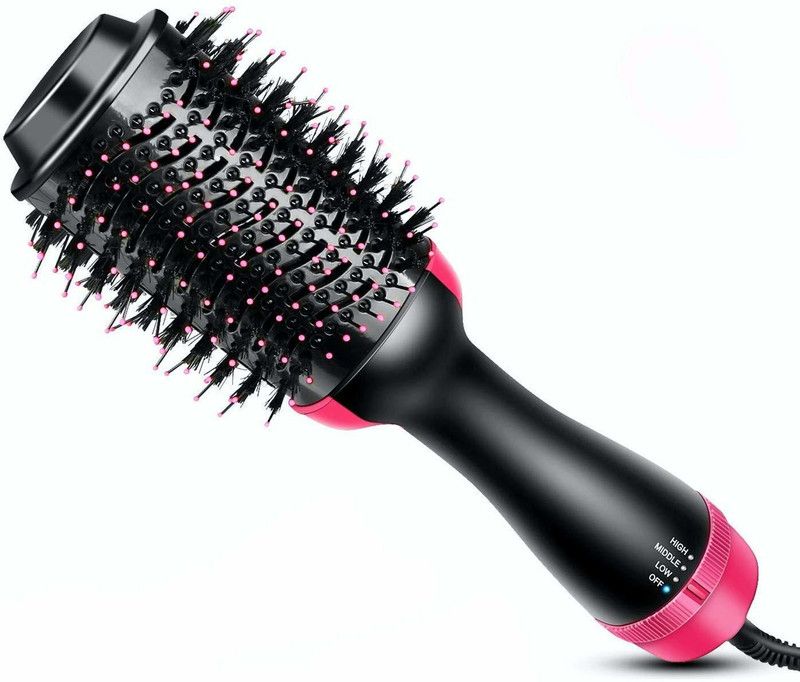 icall Presenting 3 in 1 One-Step Hair Dryer and Volumizer Straightener Curler Comb Hot Air Brush Hair Straightener Brush  (Black)
