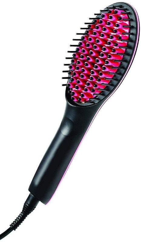 LAMRA HAIR BRUSH 001 SIMPLY STRAIGHT CERAMIC FAST Hair Straightener Brush  (Pink, Black)