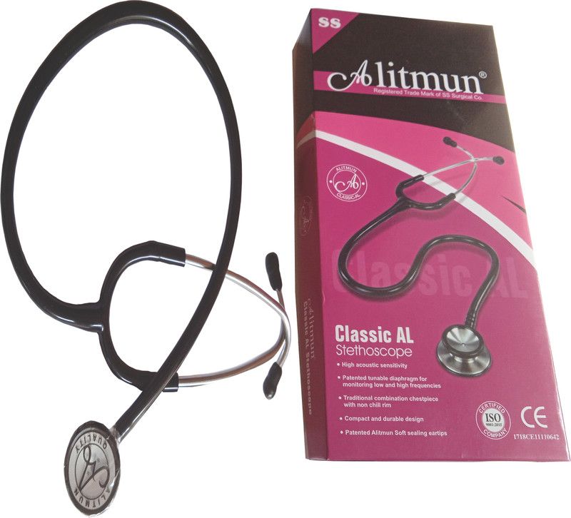 ss sargical co Altimun Classic Black Tube Manual Stethoscope for Doctors and Medical Students. Acoustic Stethoscope  (Black)