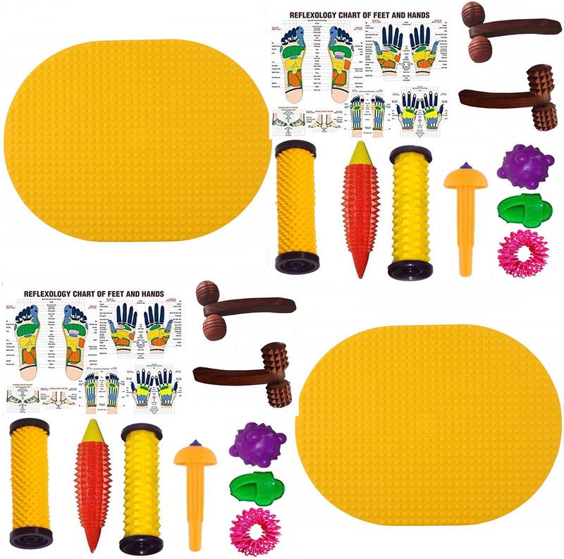 escor HEA-01-YLO-US-PACK-02 Acupressure Magnetic Pyramid Mat Kit for Total Health n Pain Relief Useful for Heel Knee Leg-Pain Sciatica Cramps Migraine Depression n Boost the Immune System Massager  (Multicolor)