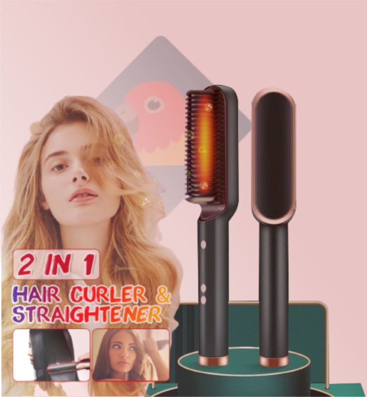 FINCH Hair Straightener Comb for Women & Men Hair Style PR-096 Hair Straightener Brush  (Multicolor)