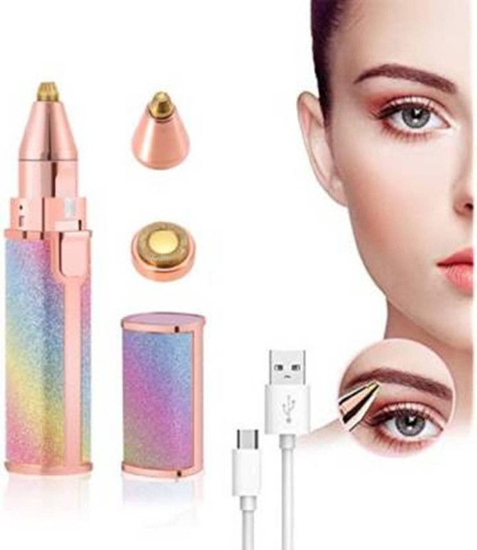 Ruchi World Trim and Facial epilator, 2 in 1 Facial Hair Remover for Women, Portable Painless Rechargeable Eyebrow Hair Trim with Built-in LED Light for Face Lips Nose Body Bikini Line Trimmer 45 min Runtime 0 Length Settings  (Multicolor)