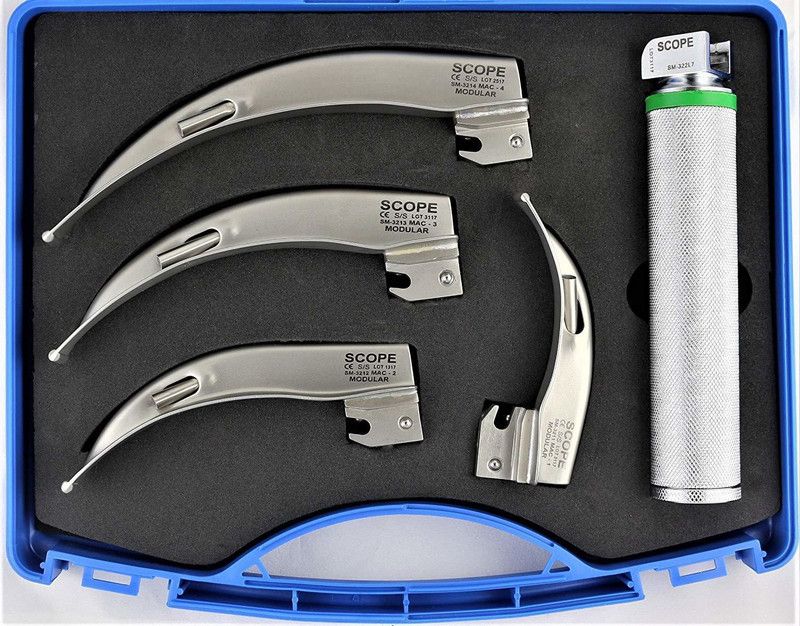 KASHSURG Medical Laryngoscope Conventional Standard MacIntosh Re-usable Set Otoscope