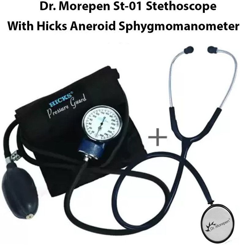 Hicks Pressure Guard Aneroid Sphygmomanometer with Dr. Morepen Stethoscope Bp Monitor  (Black)