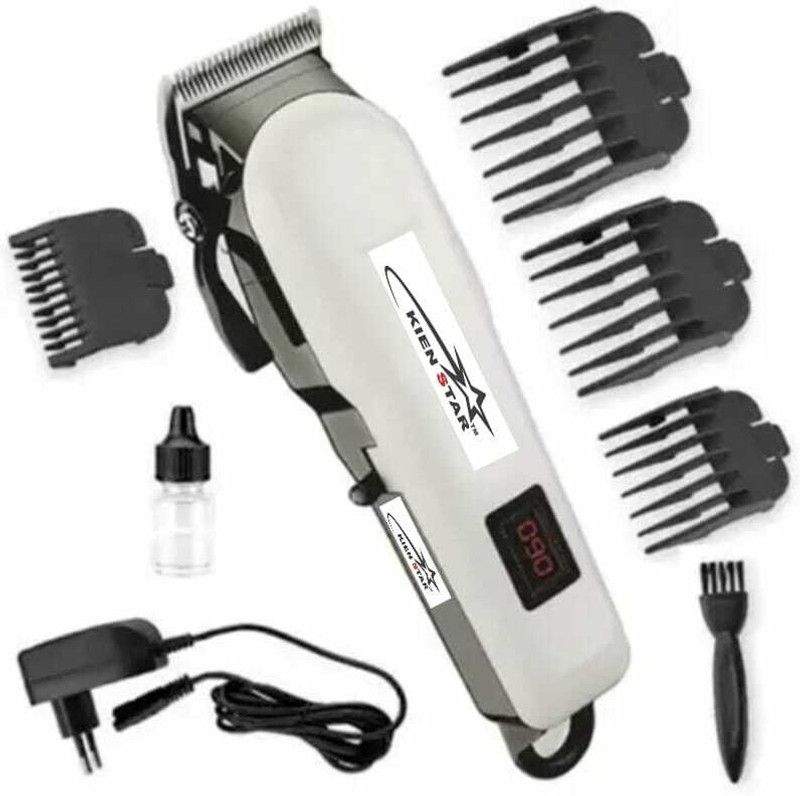 kien star Professional Haircut Rechargeable Beard Hair Clipper and Trimmer 120 min Runtime Trimmer 240 min Runtime 4 Length Settings  (White)