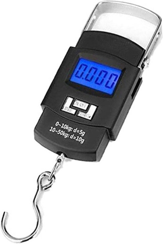 Qozent Portable Hanging Luggage Weight Machine Digital for Weighing Household Items i.e. Waste Newspaper, Gas Cylinder , disposal etc Capacity 50Kg /101/UQo Weighing Scale  (Black)