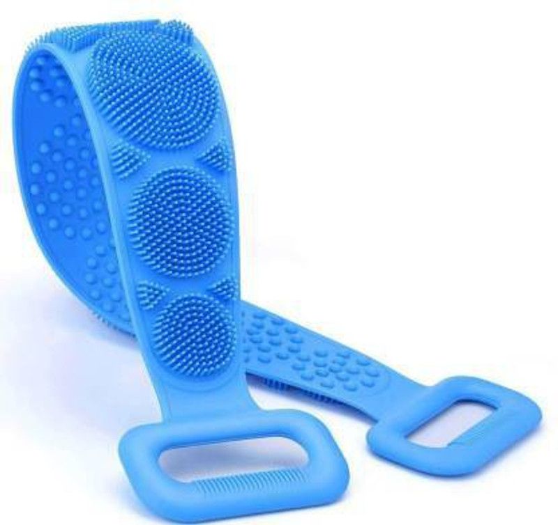 RIBBRO RB 0148 Silicone Body Back Scrubber, Double Side Bathing Brush for Skin Deep Cleaning Massage, Dead Skin Removal Exfoliating Belt for Shower, Easy to Clean, Lathers Well for Men & Women (1 PIECE) Massager  (Blue)