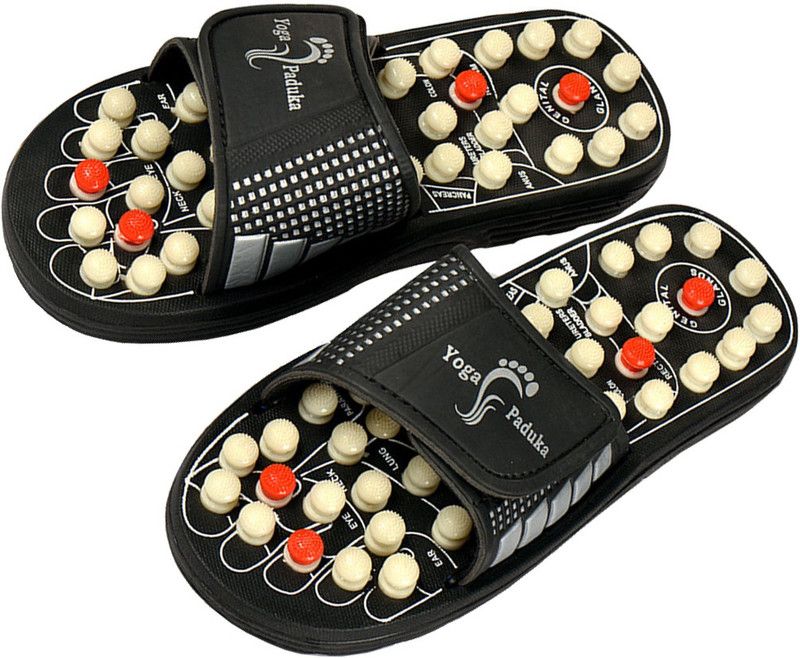 jasvi X164Q (Size-05) Spring Acupressure & Magnetic Therapy Slippers Full Body Blood Circulation Massager Massager  (Black)