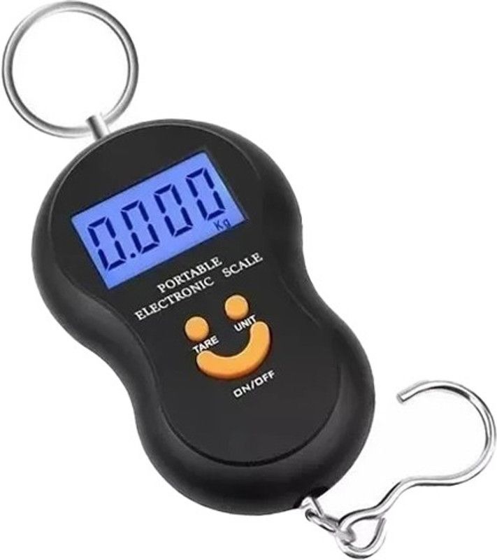Kelo Portable Hanging Luggage Weight Machine Digital for Weighing Household Items Smiley Pocket Weight Machine /124/UKe Weighing Scale  (Black)