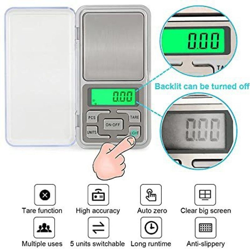 Nac Global Mini Pocket Weight Scale Digital Gold Chem Kitchen Small Weighing Machine Weighing Scale  (silver)