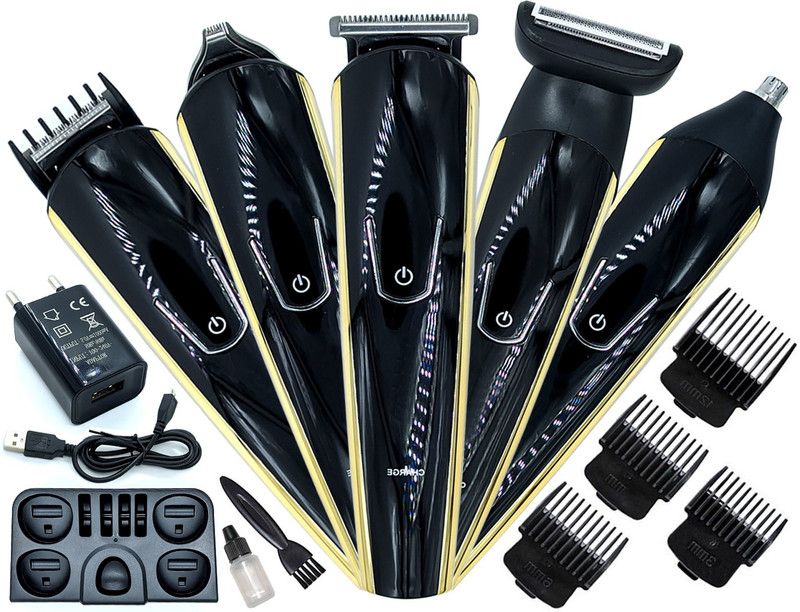 HPFX 5in1 Washable Chargeable Ear Nose Beard Trimmer Hair Clipper Precision Detailer Fully Waterproof Grooming Kit 120 min Runtime 9 Length Settings  (Multicolor)