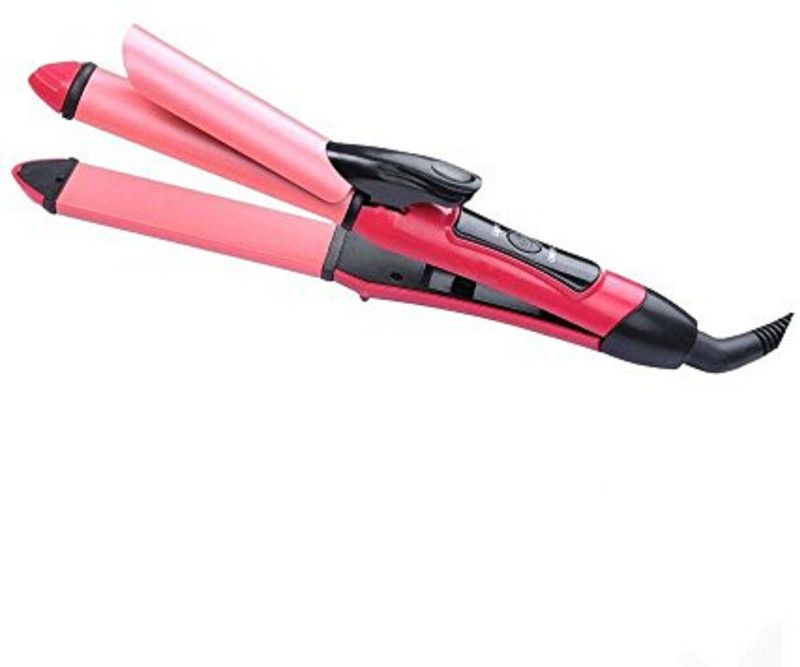 MOOZICO Straightener 2 In 1 Ceramic Plate Set Of Hair Straightener Plus Curler (Pink) 2 In 1.Straightener.Plus.Curler Hair Straightener Hair Straightener  (Multicolor)