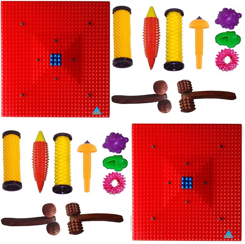 escor HEA-01-RED-02-PACK-02 Acupressure Magnetic Pyramid Mat Kit for Total Health n Pain Relief Useful for Heel Knee Leg-Pain Sciatica Cramps Migraine Depression n Boost the Immune System Massager  (Multicolor)