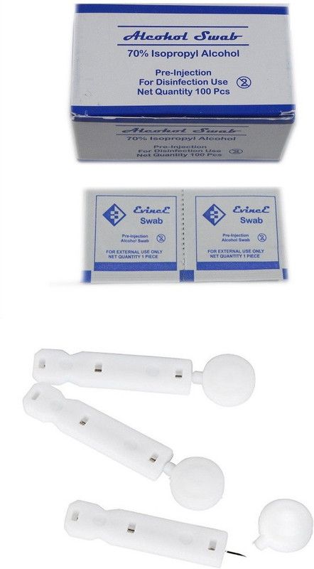Evince Ultra Fine painless Flat Lancet pack of 100 with 100 alcohol swabs Glucometer Lancets  (100)