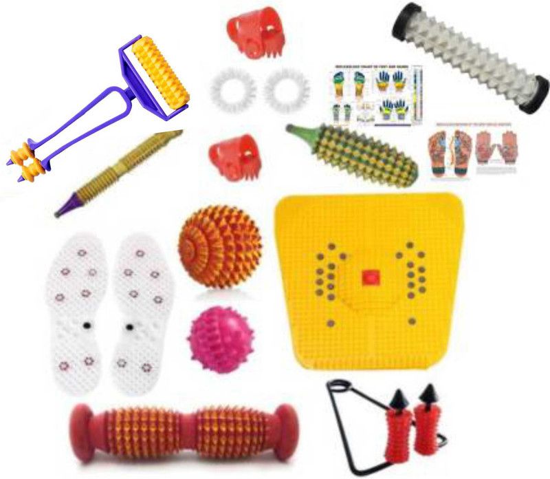 netclub Acupressure Kit Tools Combo fitness mat with Finger Massager & Foot Roller, Foot Mat-Pyramidal Cuts tummy trimmer fitness home gym body care Massager  (Multicolor)
