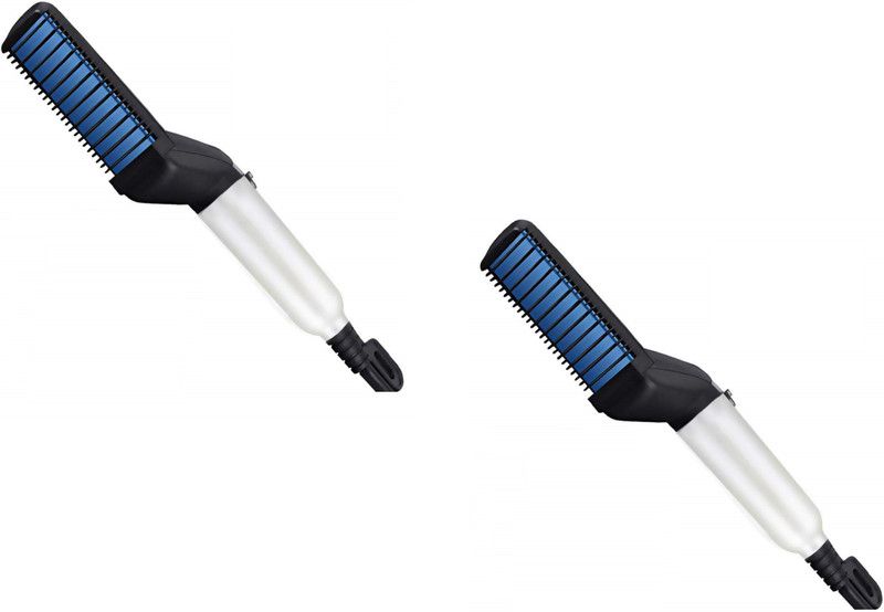 Jackshowshope Quick Hair Styler for Men Electric Beard Straightener Massage Hair Comb Beard Care Comb Multi functional Curly Hair Straightening Comb Curler(pack of 2) Beard hair Straightener Hair Styler  (Multicolor)