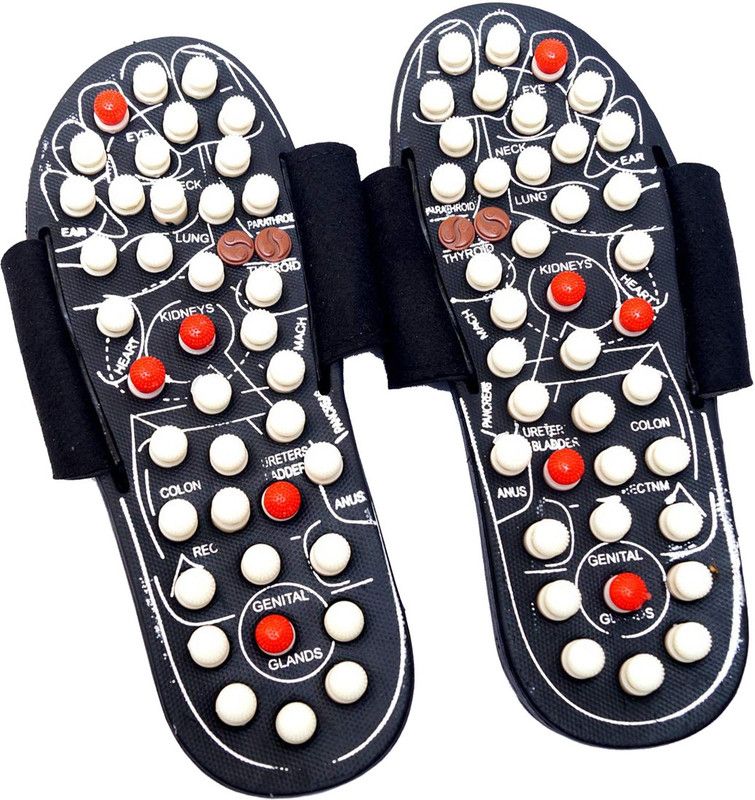 jasvi X89Q High Quality (Size-05) Acupressure Yoga Paduka Slippers For Men & Women Massager  (Black)