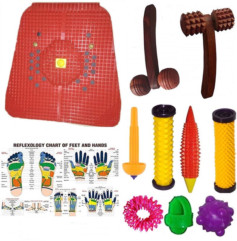 escor HEA-01-RED Acupressure Magnetic Pyramid Mat Kit for Total Health n Pain Relief Useful for Heel Knee Leg-Pain Sciatica Cramps Migraine Depression n Boost the Immune System Massager  (Multicolor)