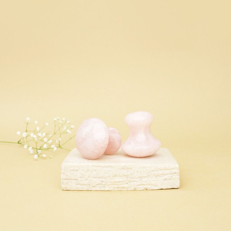 BODH GEM AND CRYSTALS Rose Quartz mushroom gua sha for a Radiant and Glowing Skin, Love and Happiness Massager  (Rose Pink)