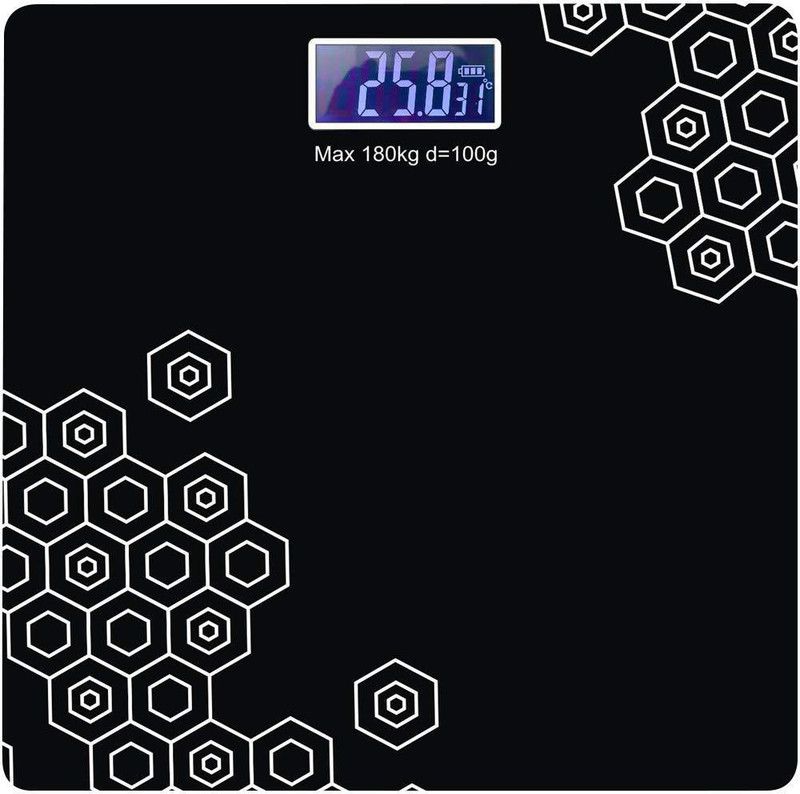 NIHILANO Electronic Thick Tempered Glass & LCD Display Digital Personal Bathroom Health Body Weight Scales For Body Weight, Weight Scale Digital For Human Body, Weight Machine Weighing Scale (Black) Weighing Scale  (Black)