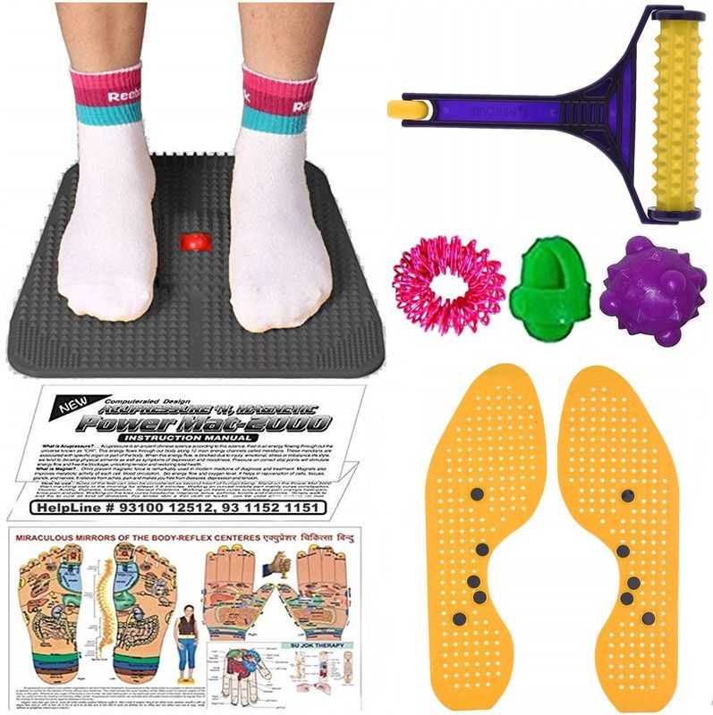 Prahasini AMK4-GRY Acupressure Health Magnet Power Mat Kit useful for Pain Blood Pressure Migraine Depression Regulation Sleep Improvement Mind Alertness and Shoe Sole Massager  (Multicolor)