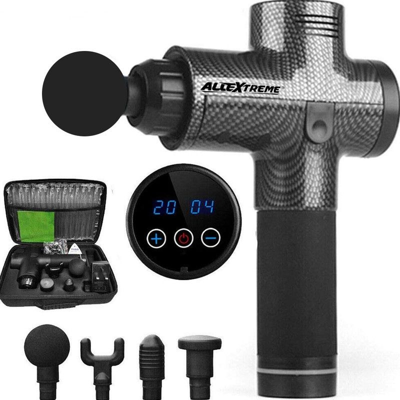 ALLEXTREME MG-01 Massage Gun Portable Vibration Muscle Body Massager with 4 Heads, LCD, Touch Button & 20 Adjustable Speed Vibrator for Neck, Leg, Hand & Back Massager  (Multicolor)