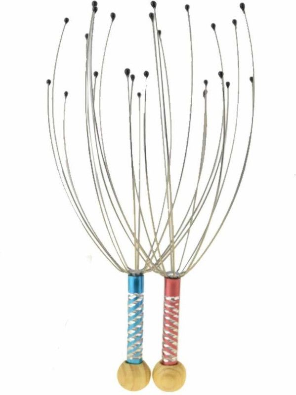 LyqArt LT0315 Wooden & Iron Head Massager | Relaxation Massager | Hand Held Scalp Head Massager | Massager Octopus Scalp Stress Relax Spa Therapy Healing (Set of 2) Massager  (Multicolor)