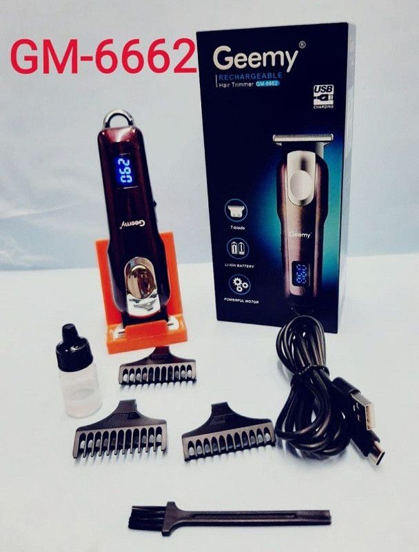 Geemy PROFESSIONAL HAIR TRIMMER FOR MEN & WOMEN Trimmer 180 min Runtime 0 Length Settings  (Maroon)