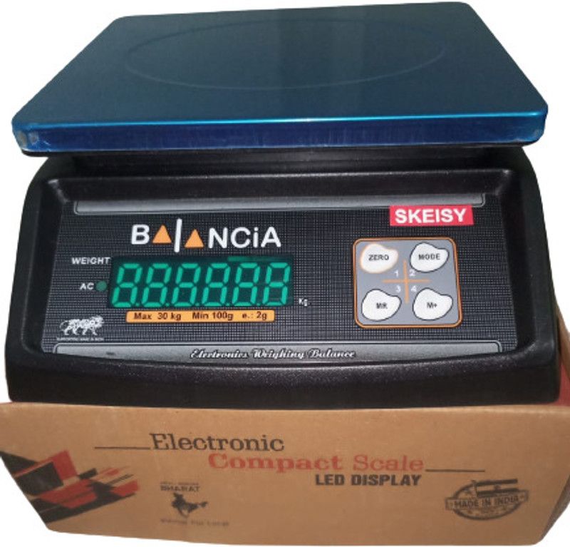 Skeisy STEEL BAL WEIGHING MACHINE POWER UP TO 30KGX1GM RECHARGABLE BATTERY Weighing Scale  (Black, STEEL)