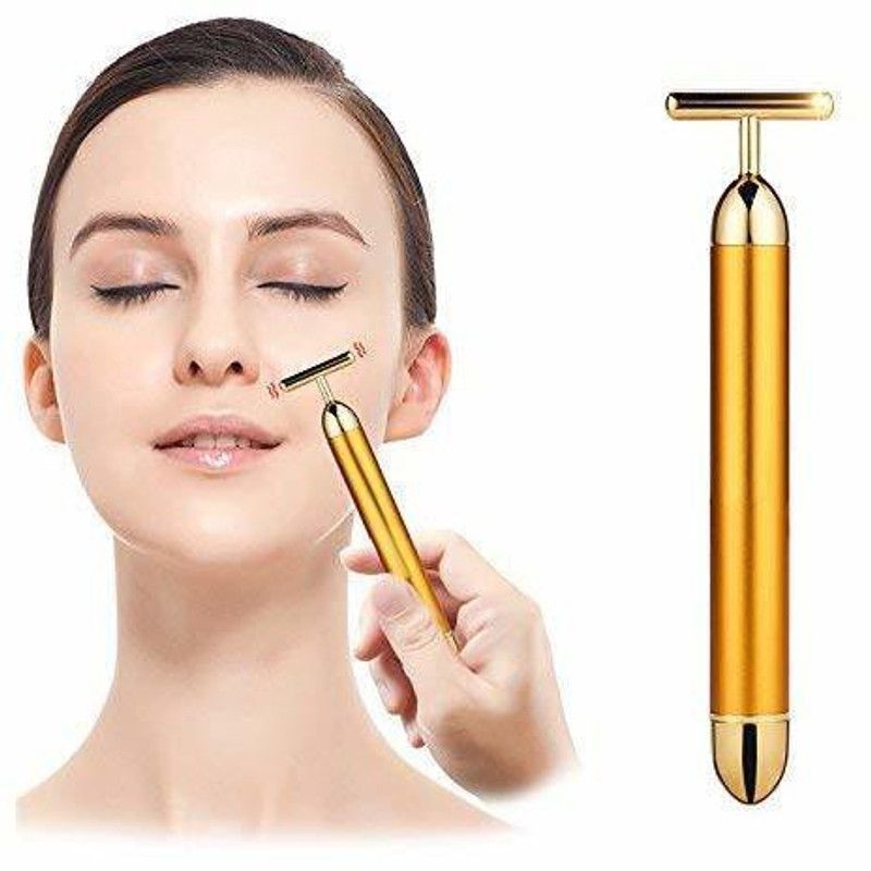 LANFFIA 24K Gold Energy Beauty Bar Electric Vibration Facial Massage Roller Vibration Waterproof Facial Massager Massager  (Multicolor)