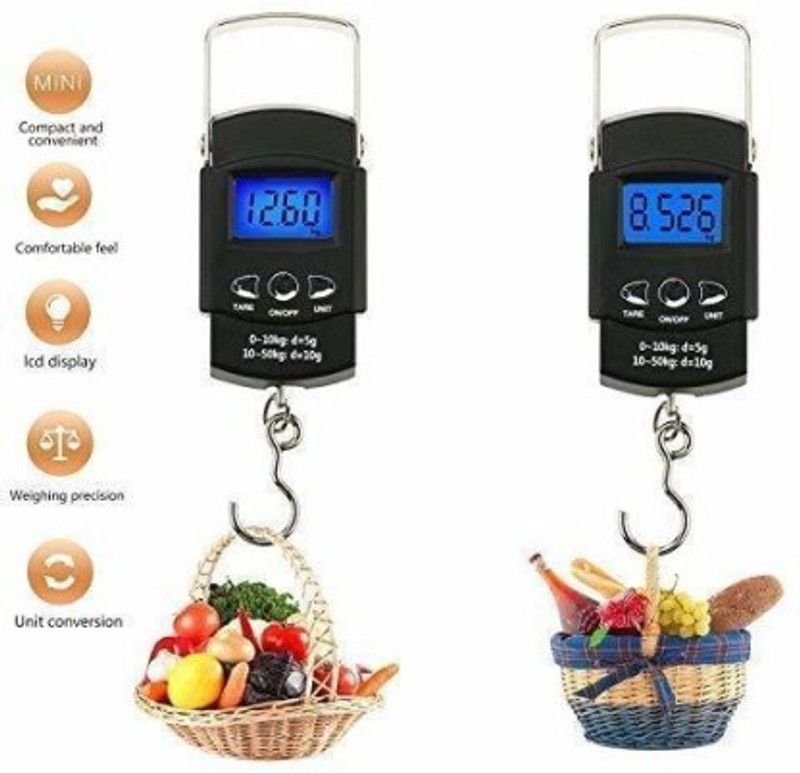 MAITRI ENTERPRISE Electronic Portable Fishing Hook Type Digital LED Screen Luggage Weighing Scale Weighing Scale  (Black)
