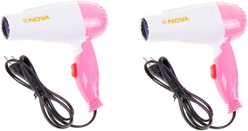 AA goods EMPIRE NOVA NV-1290 1000W Foldable Hair Dryer With 2 Speed Control pack of 2 Hair Dryer  (1000 W, Pink)