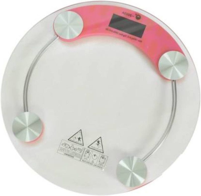 Navsatmbh Human Body Weight Machine R2003A Transparent Round Glass Weighing Scale  (White)