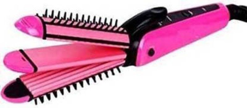 Moonlight Best Nhc 8890 3 In 1 Multifunction Perfect Curler & Straightener For Women NHC_8890 Hair Straightener  (Pink, Black)